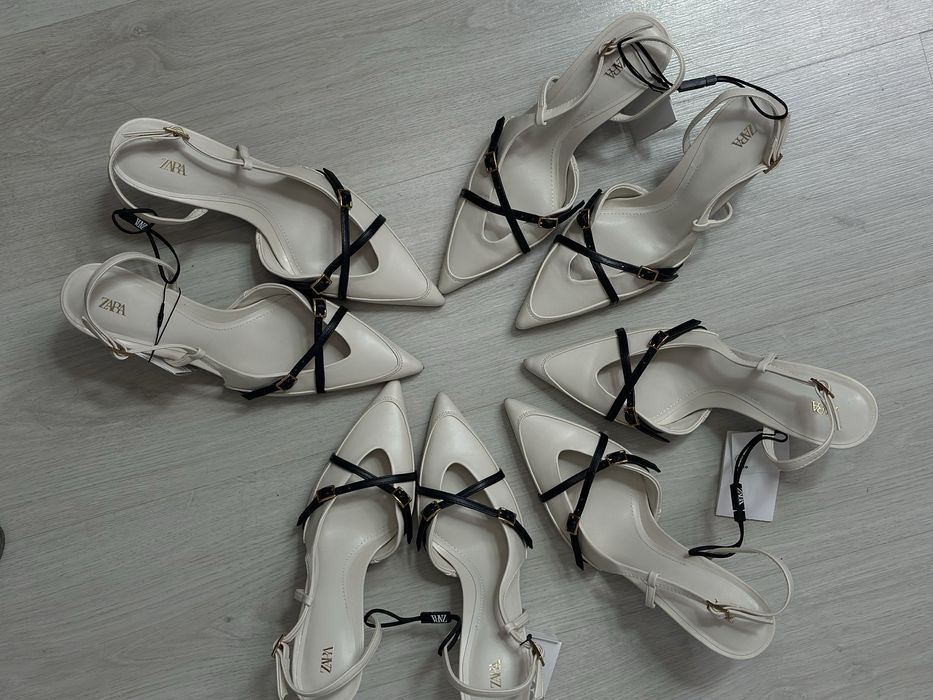 Найпопулярніша модель Zara, білі туфлі з ремінцями,  36, 37, 38, 39р