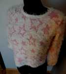 Biały włochaty sweterek H&M rozmiar 134/140