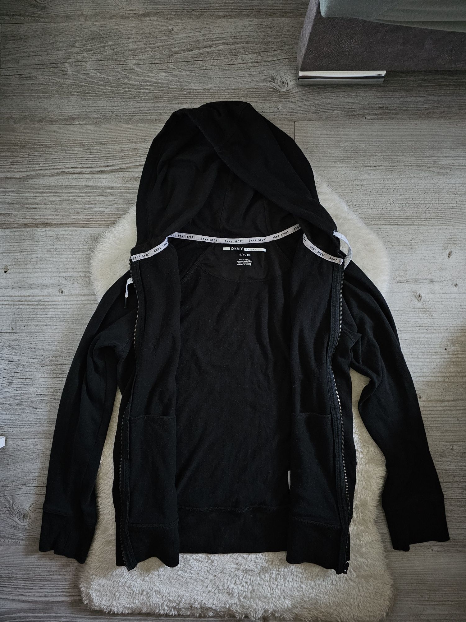 Bluza DKNY Sport Rozmiar S Czarna Logo Z kapturem Zip XS