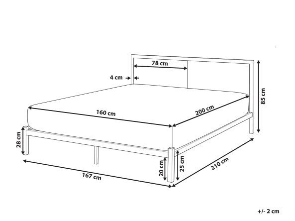 Łóżko Metal CLAMART 160 x 200 cm Szary