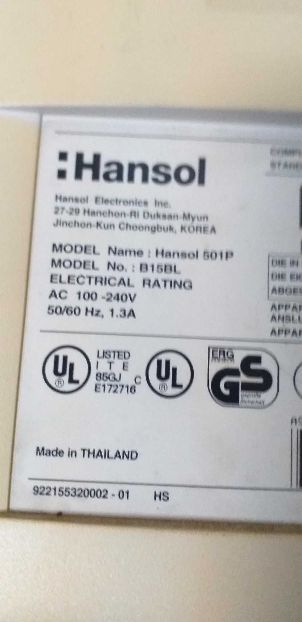 Monitor Hansol CRT 15" Modelo 501P