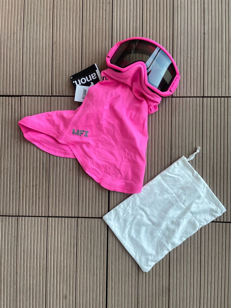 Gogle dziecięce maska snowboard Anon Relapse MFI Junior pink/smoke
