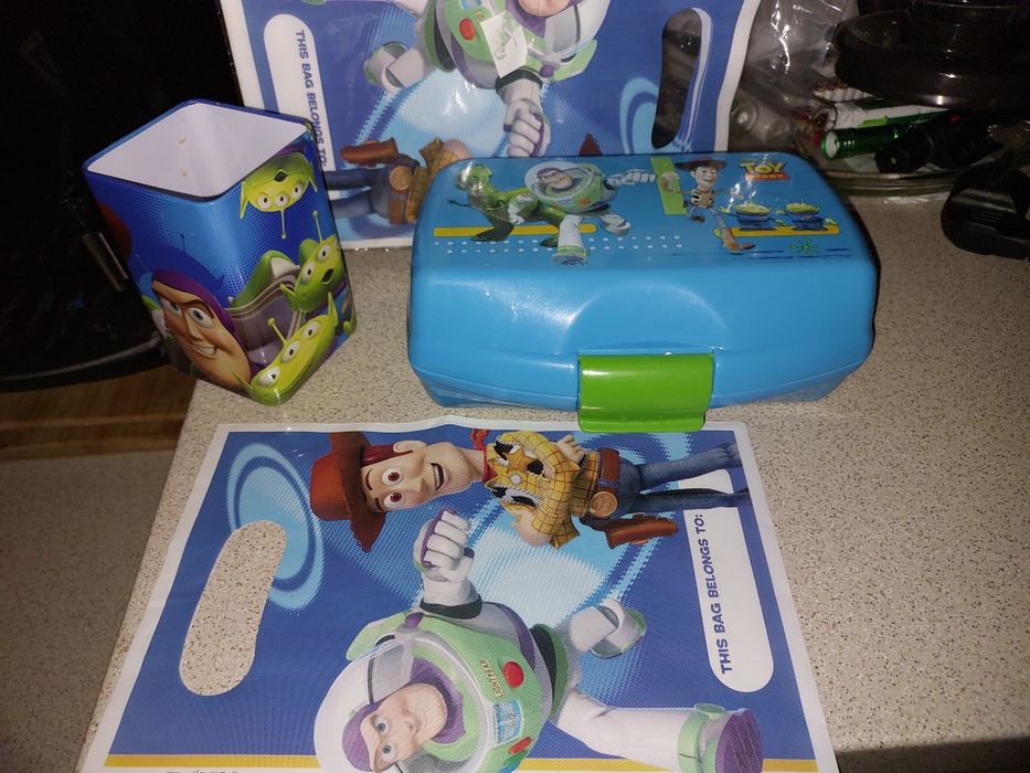 Zestaw TOY STORY Pixar Śniadaniówka pojemnik PORTFEL KOMPLET 5szt=20zł