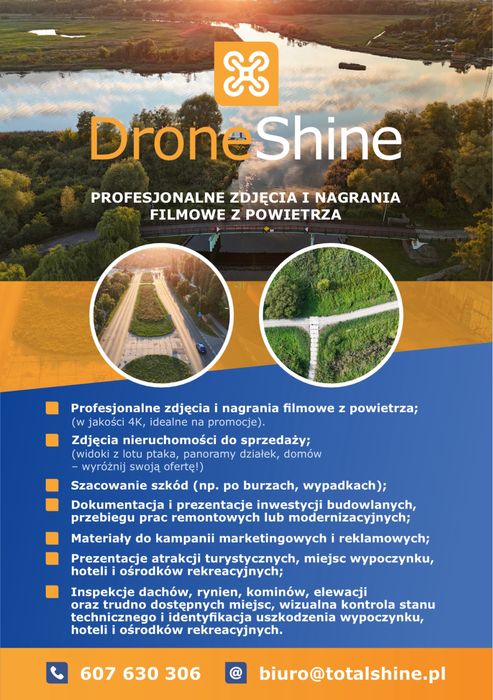 Usługi dronem - dokumentacja fotograficzna i filmowanie
