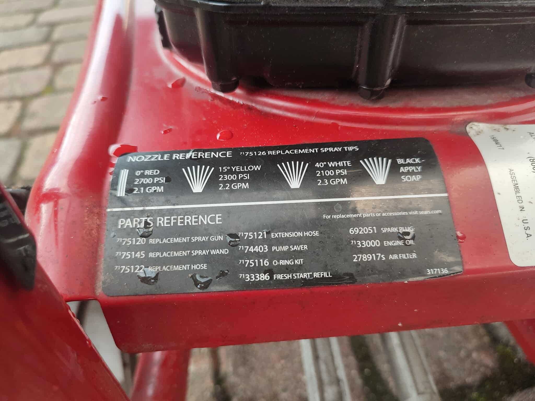 spalinowa myjka ciśnieniowa Briggs & stratton 175 cm Osprzęt Craftsman