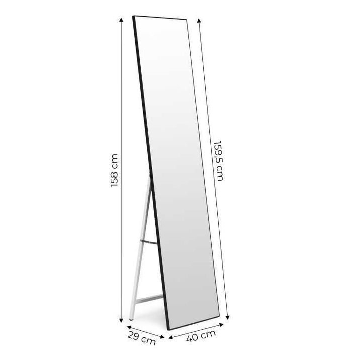 NOWE Duże Lustro Stojące 159 Cm Aluminium Czarna Rama Klasyczne OKAZJA