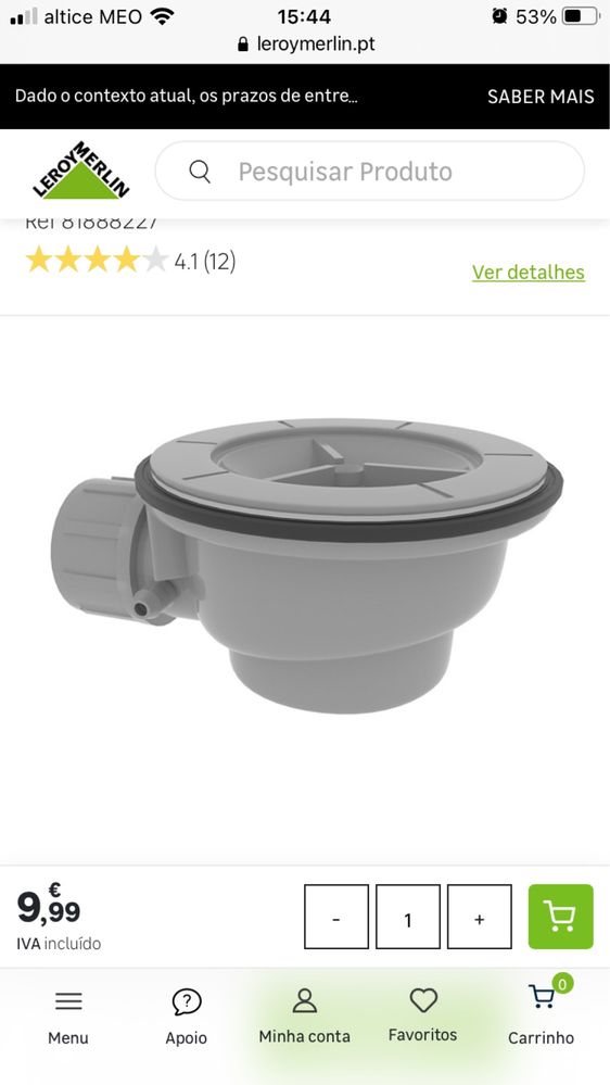 Valvula para base de duche NOVA