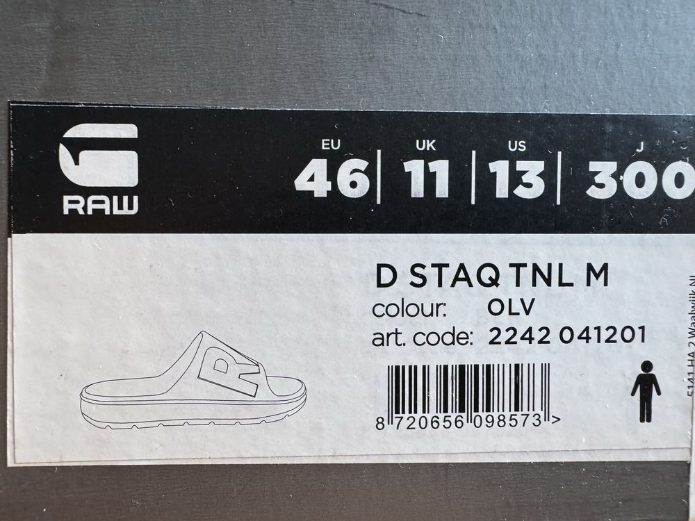 G-Star RAW чоловічі оливкові слайдери D STAQ TNL 46 розмір