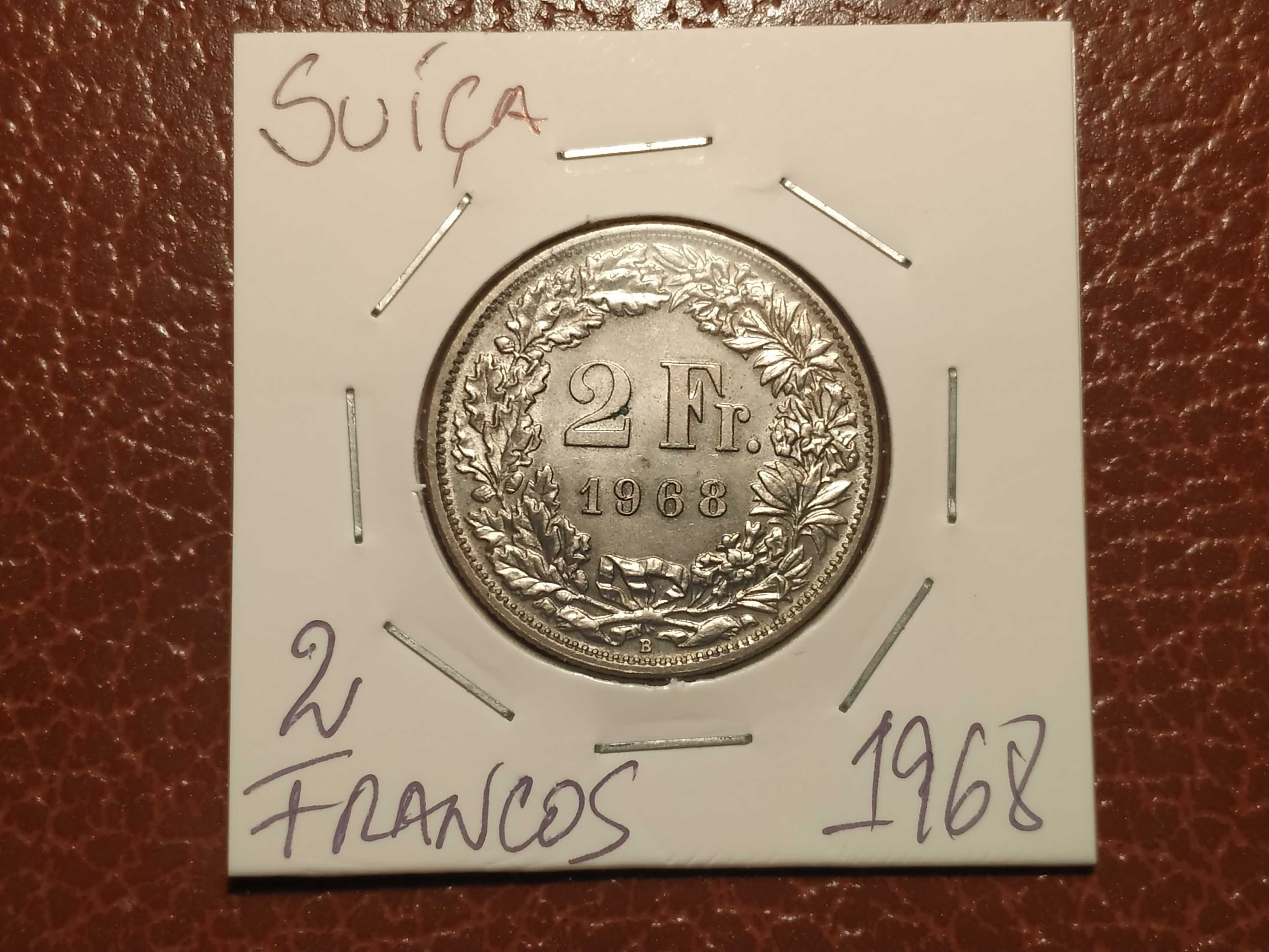 34 Suíça - moeda de 2 francos de 1968 B