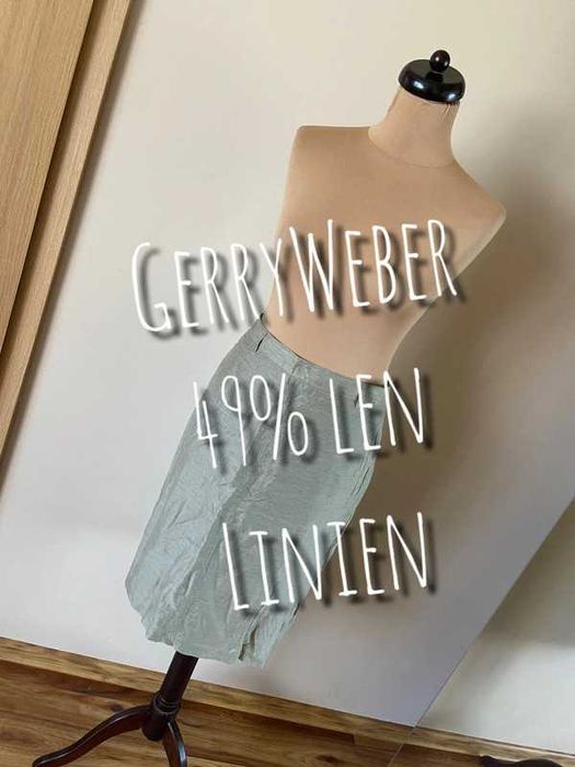 M l. Gerry weber spodnica midi do kolan pastele krem bez khaki len
