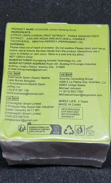 Peeling do ciała Cytryna i  Żeń-szeń, OceAura, Scrib Body,