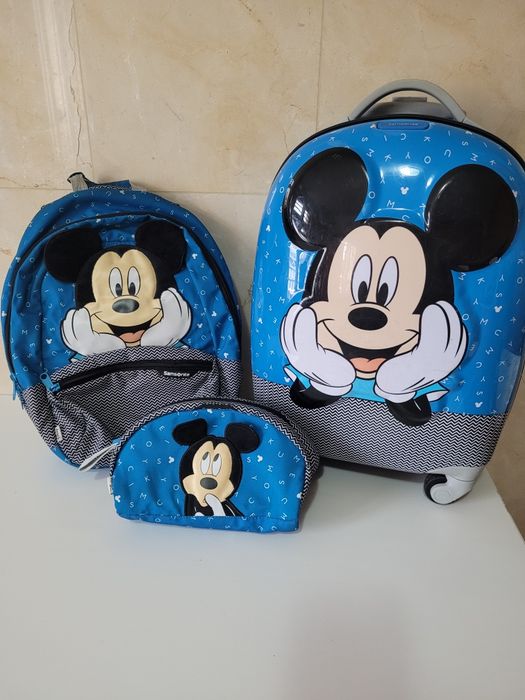 Conjunto mala cabine + mochila + necessaire Mickey Samsonite (infantil