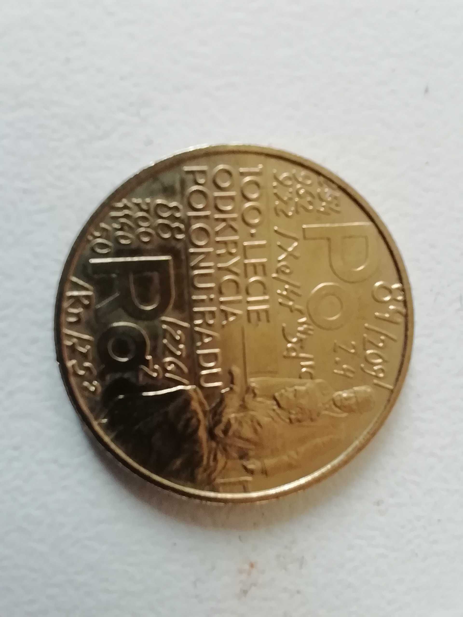 Moneta 2 zł z 1998 r. Polska 100 odkrycia Polonu i radu