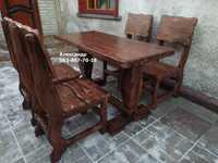 Комплект Рустик ( стол стулья ) под старину, из дерева мебель для бани