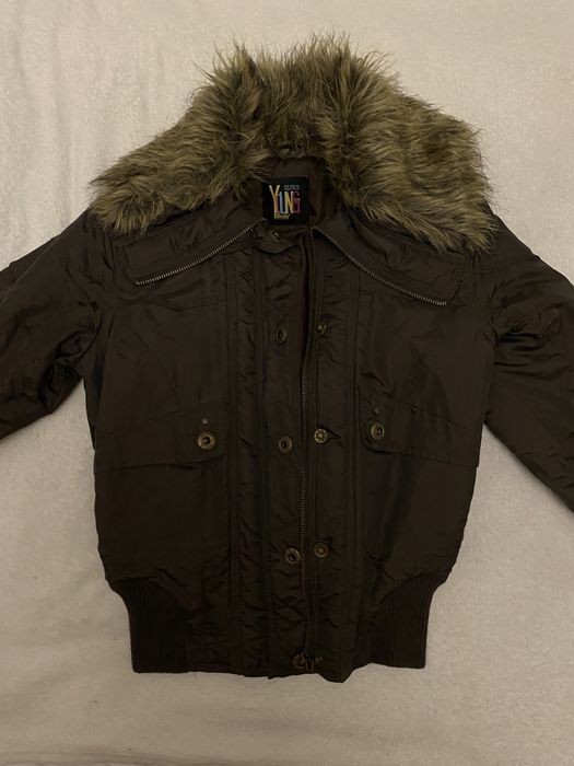 Reserved 146 cm kurtka bomberka khaki futerko