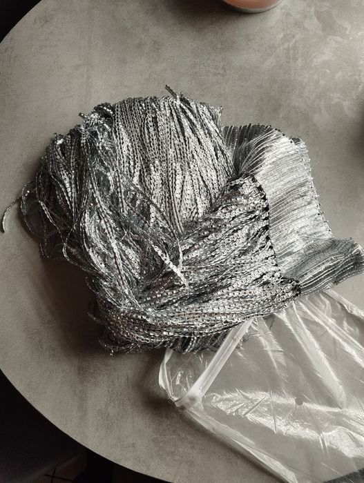 Firana 300x250cm makarony srebrna nić Home&You firanka makaron sznurki