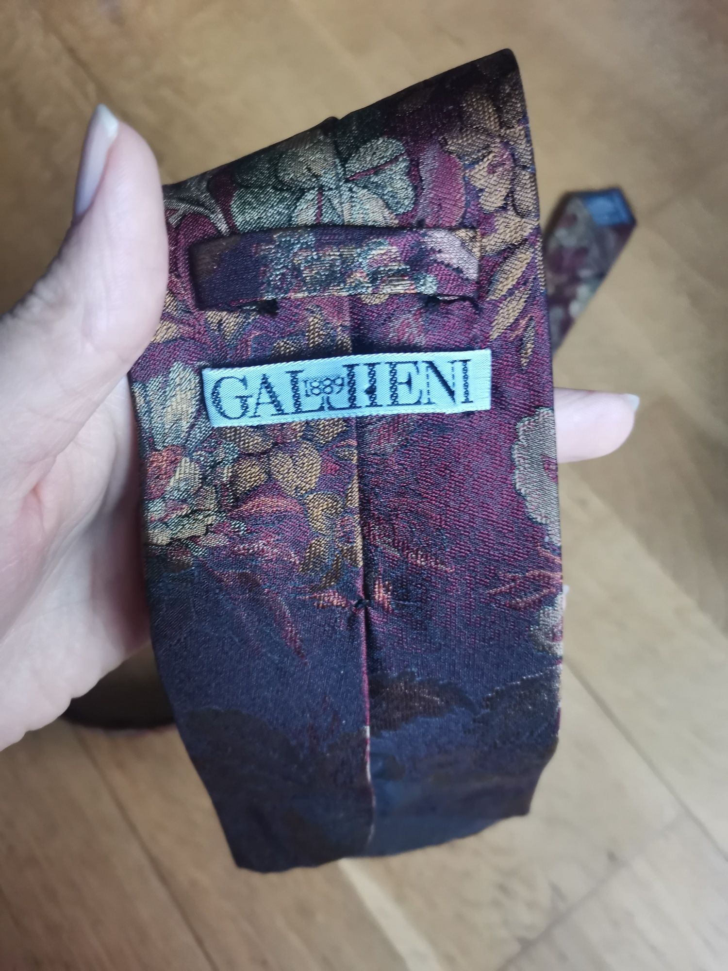 Gallieni 1889 włoski jedwabny krawat vintage