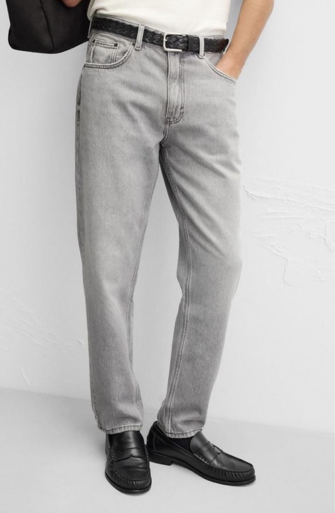 Джинси сірі чоловічі базові Slim Fit Tappered Zara