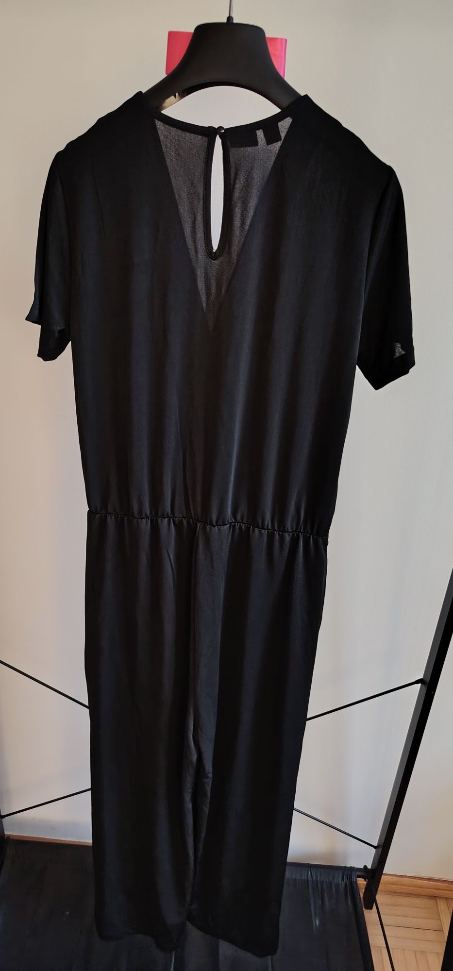 Bodyflirt nowy czarny kombinezon midi kopertowy dekolt 36/38