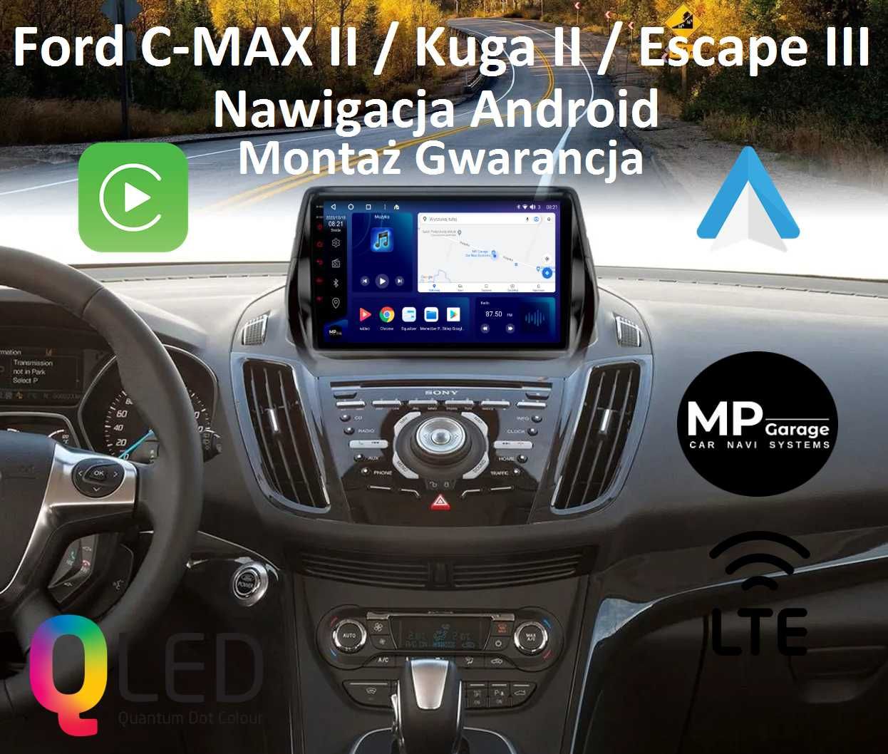 FORD KUGA II /C-MAX II  Nawigacja Android 4G CarPlay/AA Qled Montaż