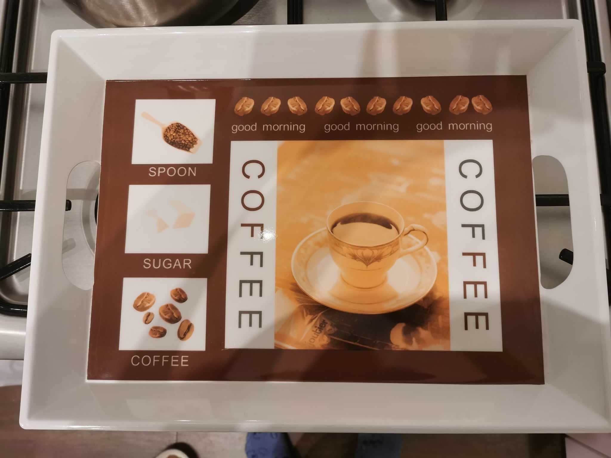TACA tacka kuchenna COFFEE kawa TCHIBO biała wzór dekoracyjna