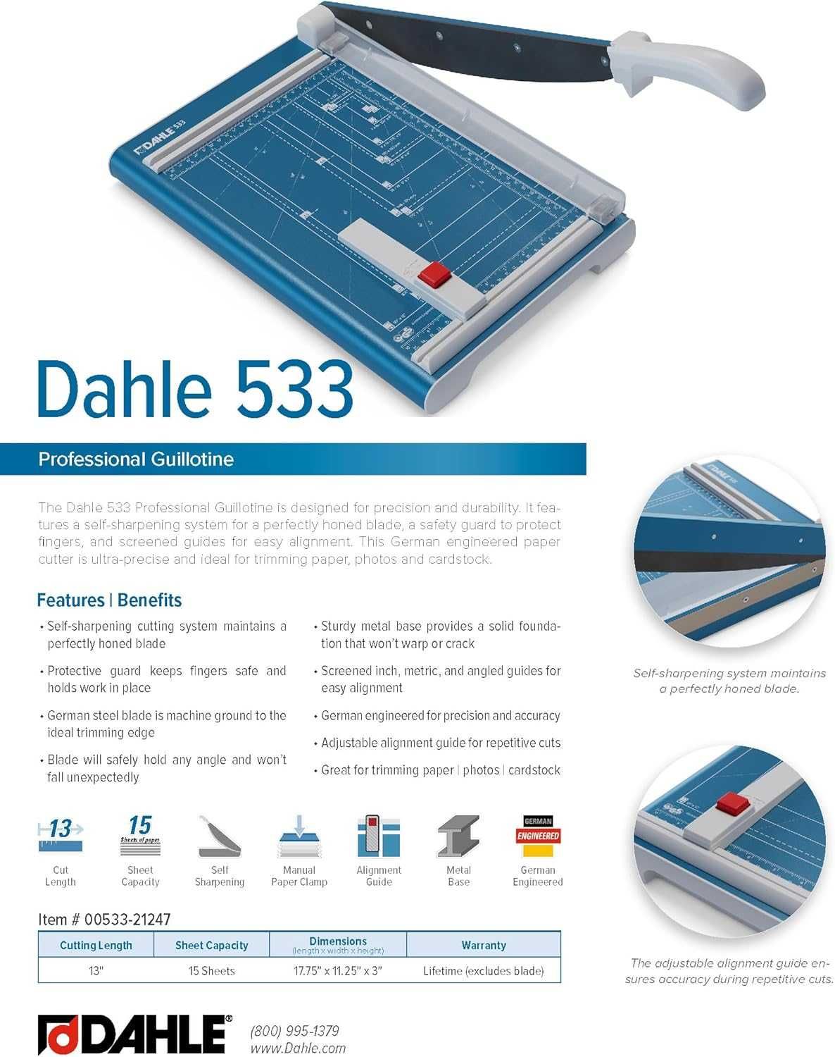 Dahle 533 Krajarka papier 15 arkuszy DIN A4 niebieska