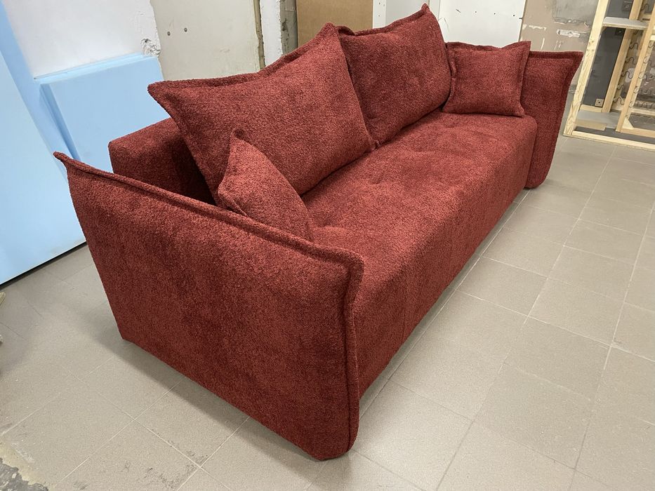 Kanapa sofa rozkładana z funkcją spania czerwona tkaniny do wyboru