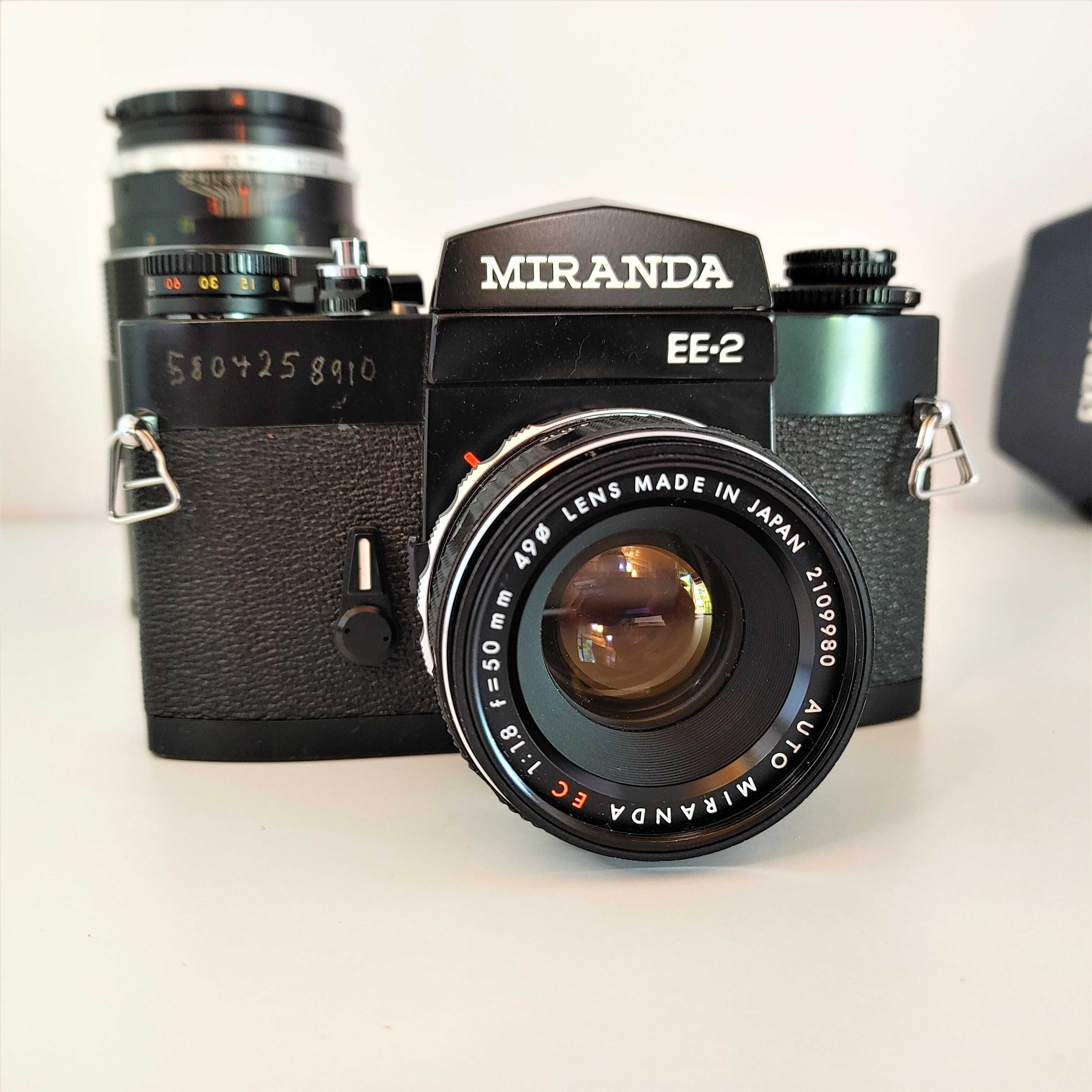 Piękna lustrzanka analog MIRANDA EE2 z obiektywami 1,8/50mm  3,5/200mm