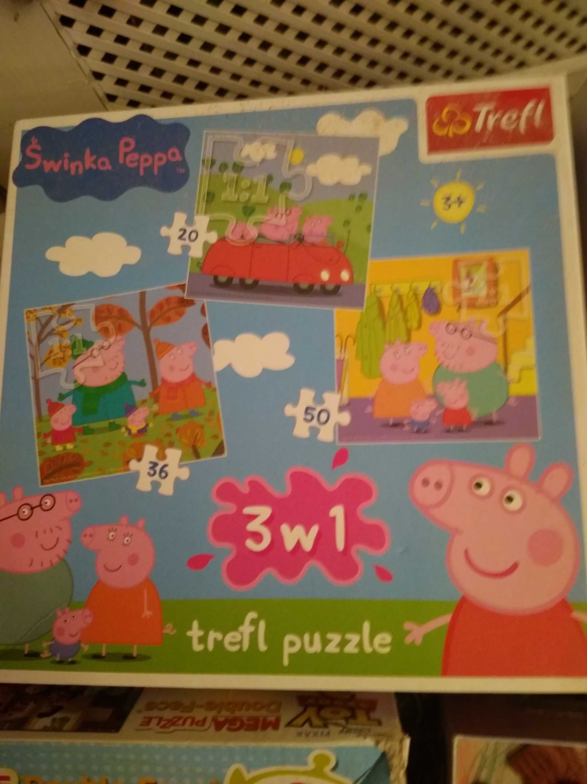 Puzzle świnka Peppa 3w1 + mega puzzle 2w1 gratis