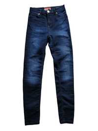 Granatowe jeansy jegginsy 34,XS Castro wysoki stan