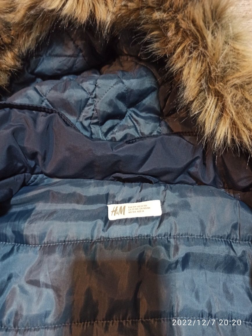 Zimowa kurtka dla chłopca H&M 164 13/14lat bdb