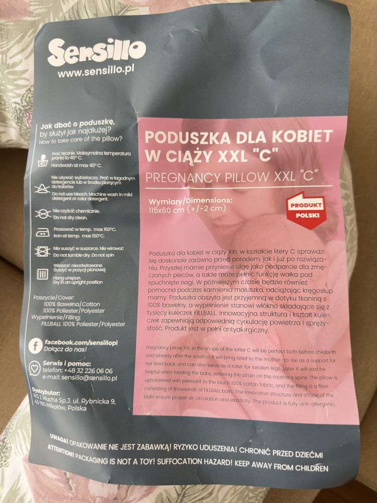 Poduszka dla kobiet w ciąży, do karmienia XXL Sensillo k XXL Sensillo