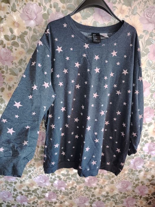Кофта толстовка на флисе звёздочки бренд Н&М оверсайз L-XL Кофта толст