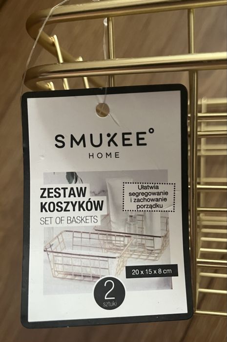 Kosze złote metalowe do organizacji kuchni łazienki 20 x 15 cm 6 szt