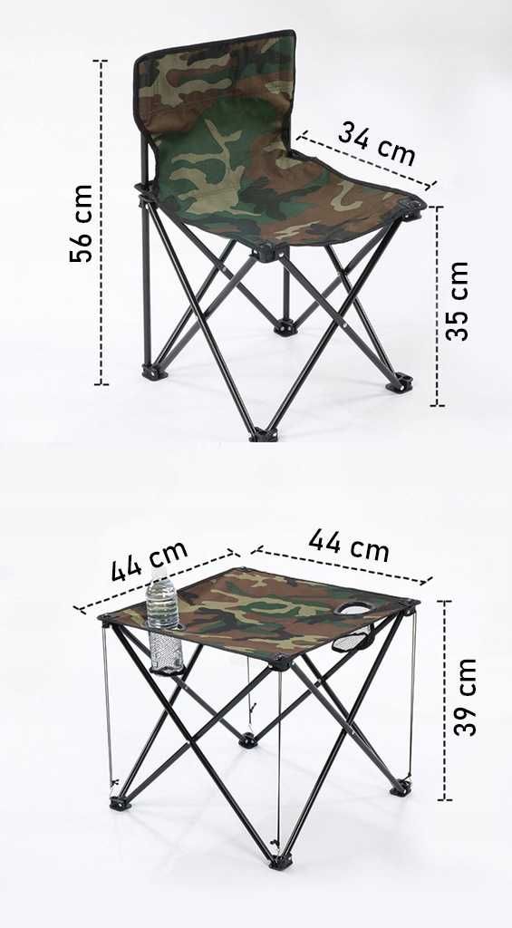 Zestaw 2x krzesło wędkarskie turystyczne +stolik