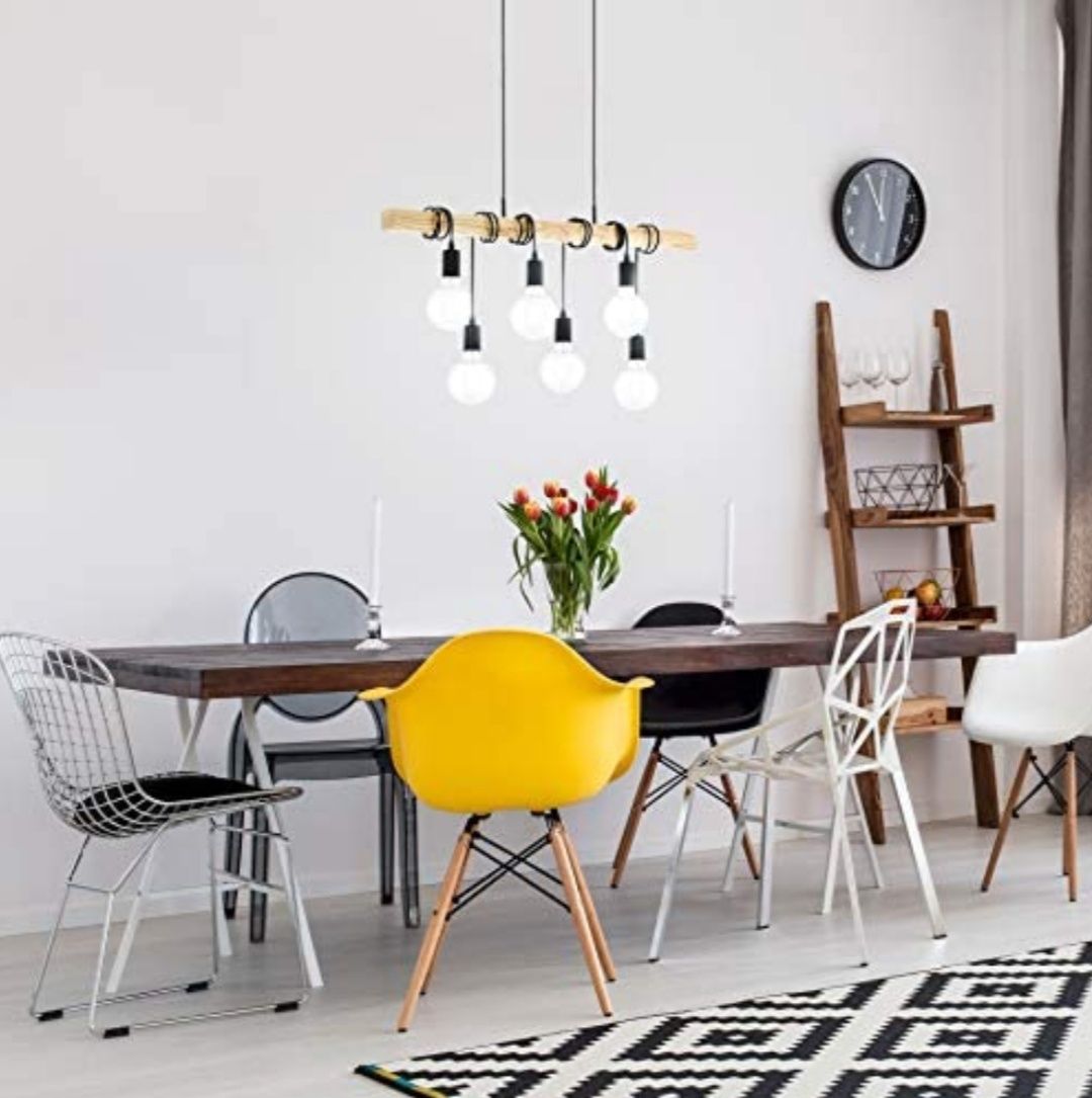 Lampa wisząca loft drewno-stal