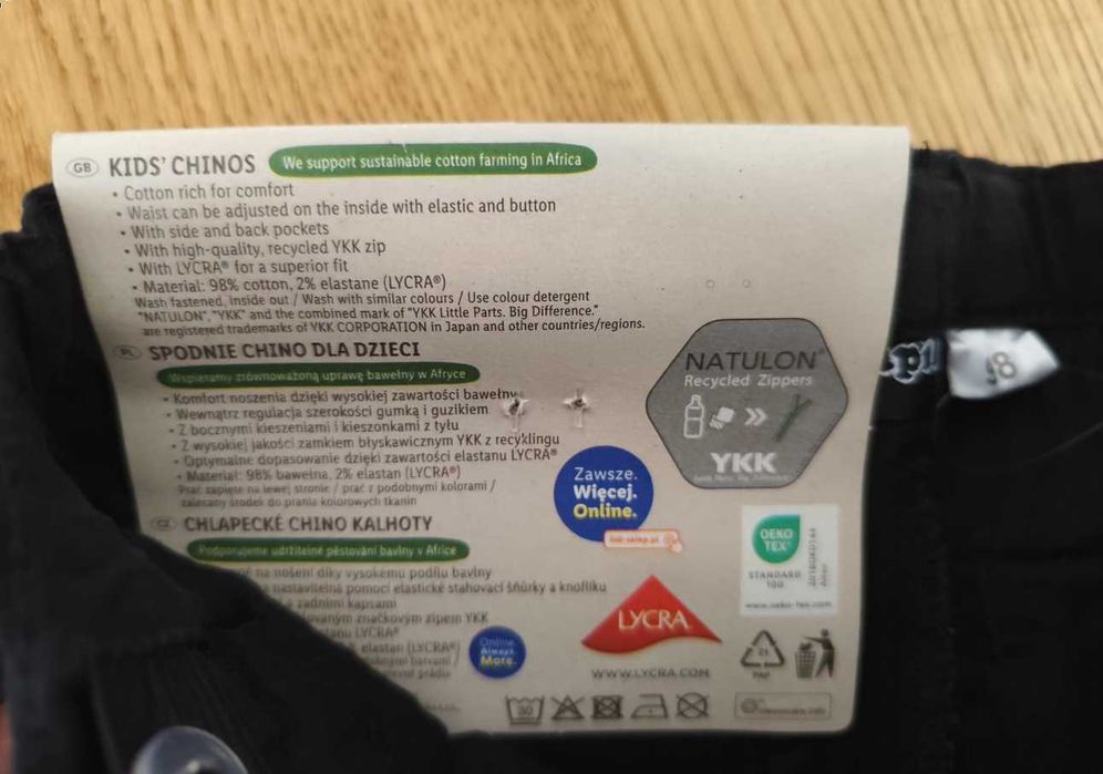 Nowe spodnie chino 98 chłopięce chinosy czarne eleganckie