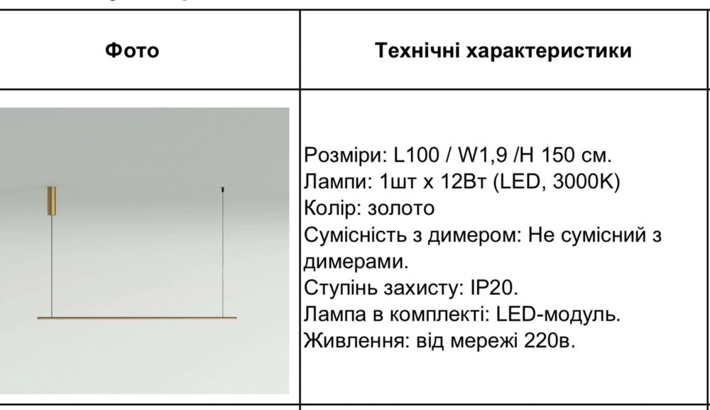 Продаж сучасного світильника ( лінія LED)