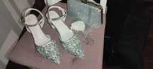 Buty i torebka srebrne cyrkonie kamienie