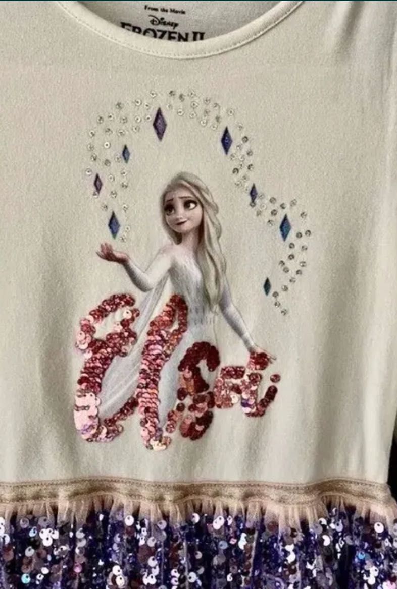 Elza, Elsa, Frozen, Kraina Lodu CEKINY sukienka 116