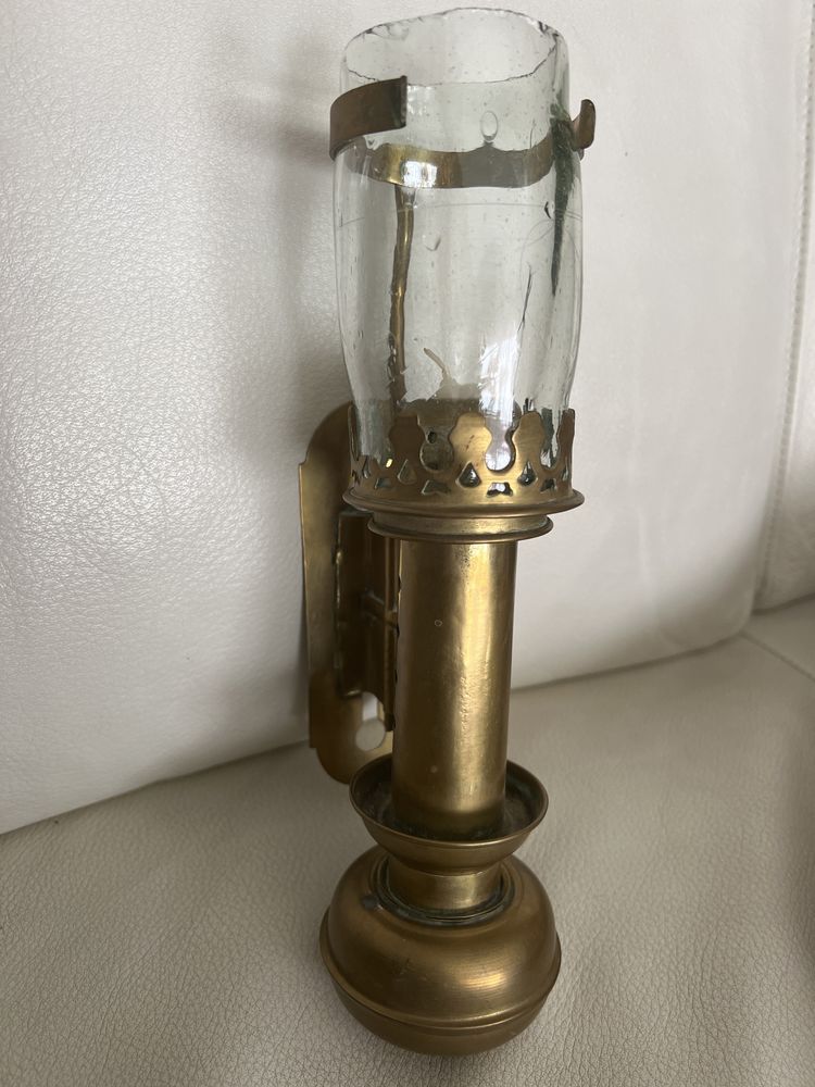 Stara lampa powozowa mosiezna swiecznik