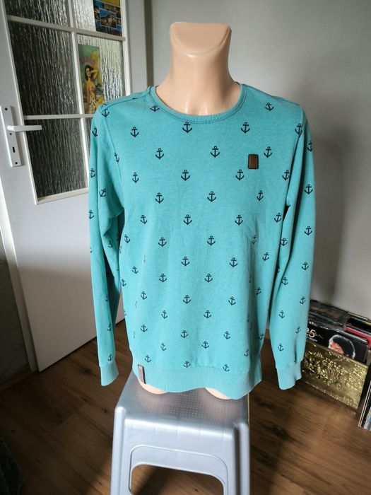 Naketano bluza męska L kotwice turkus sweatshirt