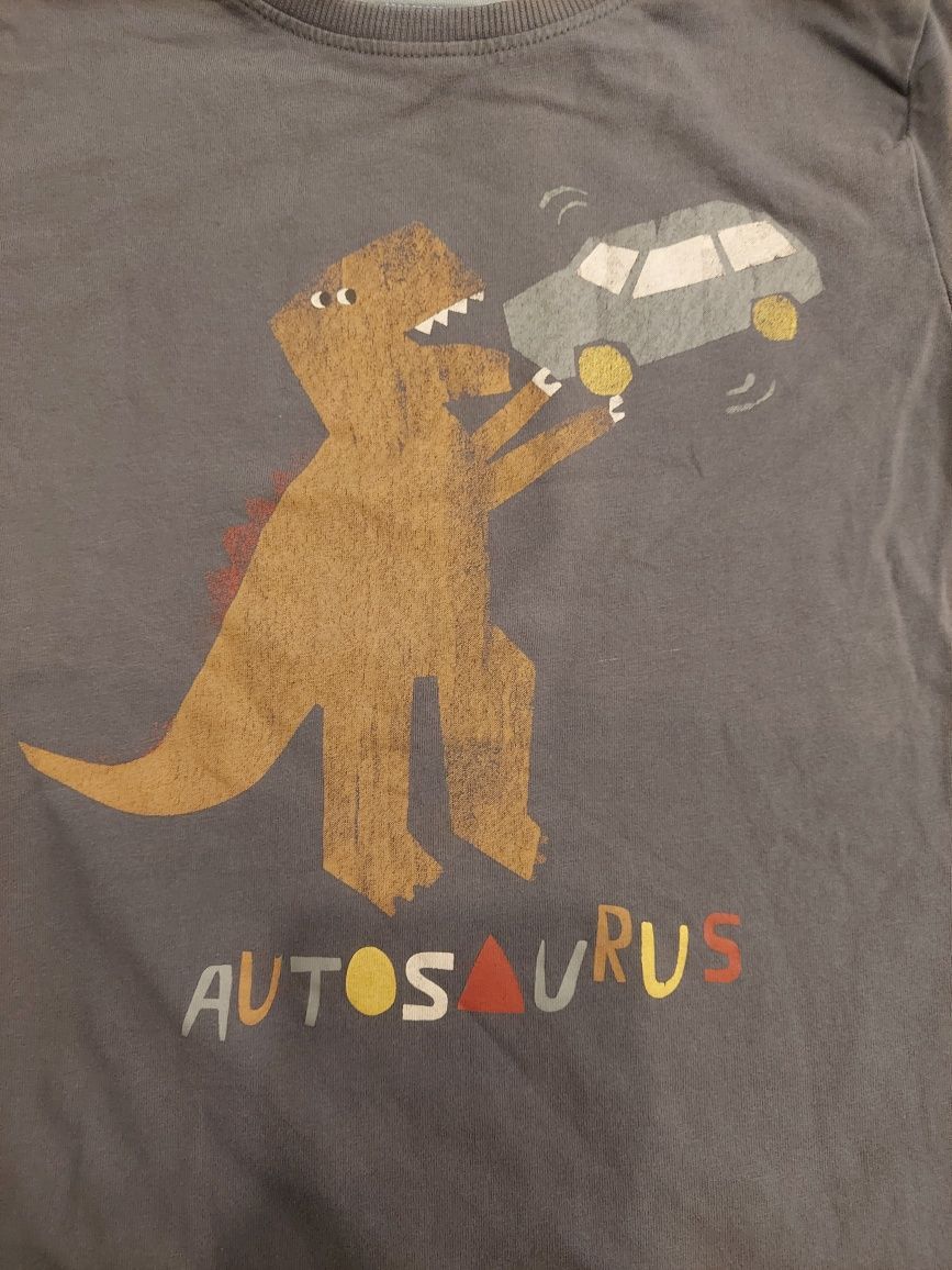 T-shirt z dinozaurem 5 10 15 dla fana dinusiów, r. 128, krótki rękaw