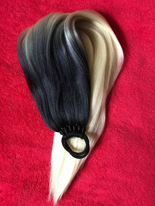 Афрохвіст канеколон хвіст на резинці.Амбре.Чорний Блонд Парік.Перука