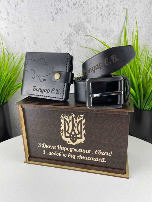 Мужской кожаный ремень | Кожаный кошелек | Гаманець