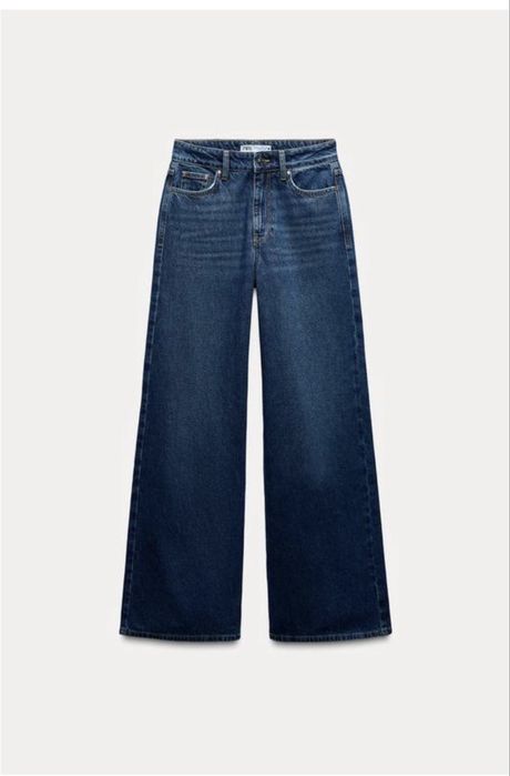 Джинси zara wide leg темний денім 34