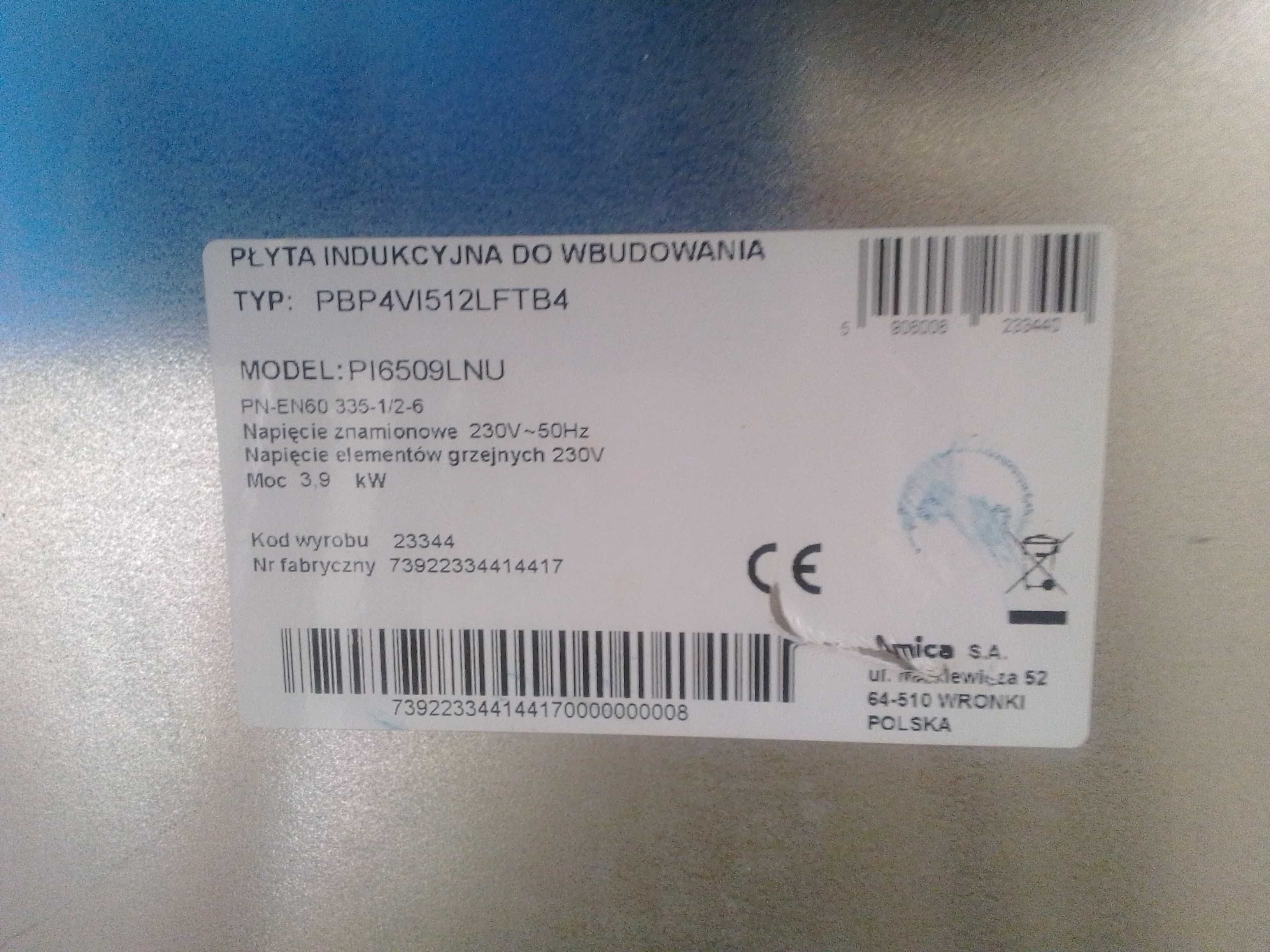 Płyta indukcyjna do zabudowy PI6509LNU