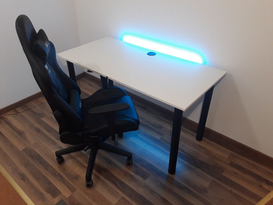 Biurko gamingowe BASIC GAMER LED komputerowe dla gracza DUŻE promo