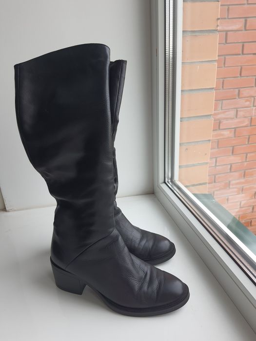 Зимові шкіряні високі чоботи, 39 розмір