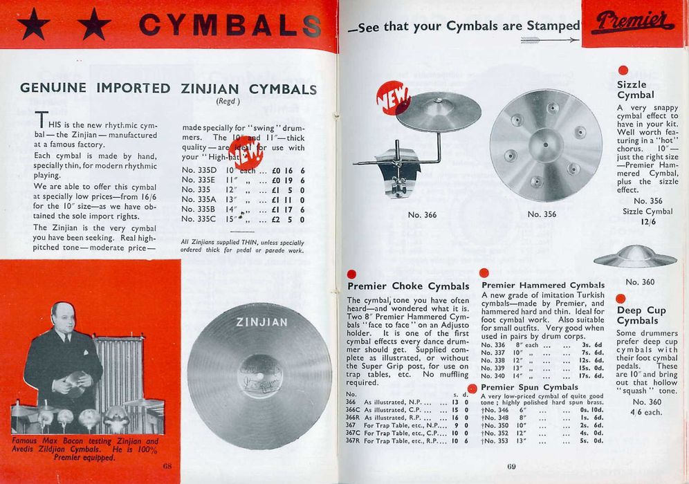 Talerz perkusyjny PREMIER by UFIP ZINJIAN THIN TOP/BOTTOM Hi Hat 15"